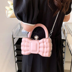 Bow-knot Hobo Bag Leather Mini Crossbody Handbag