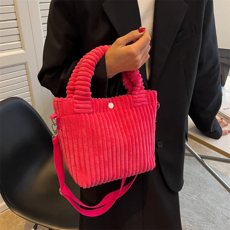 Nylon Crossbody Bag Women Solid Corduroy Shoulder Handbag