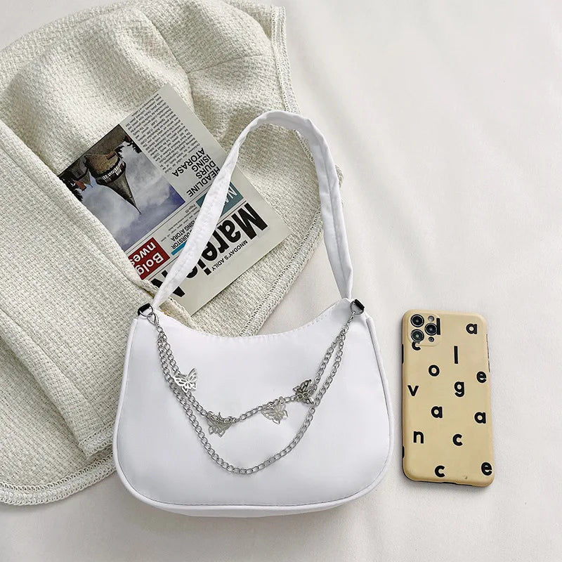 Women's Small Tote Bag with Butterfly Chain Detail