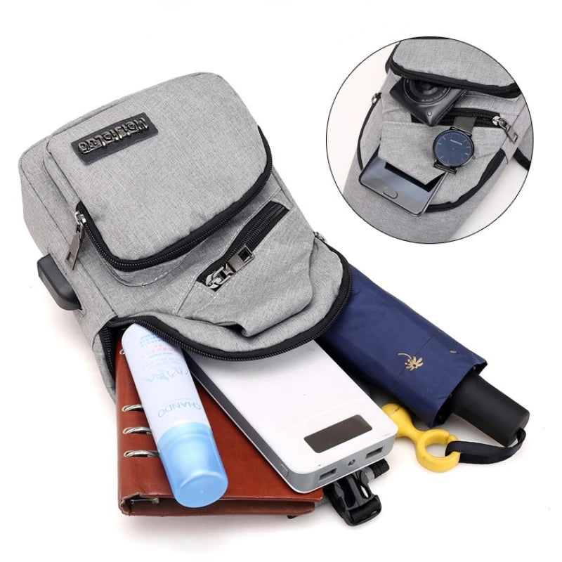 Canvas Chest Pack Crossbody Messenger Bag Fanny Pack Waist Chest B