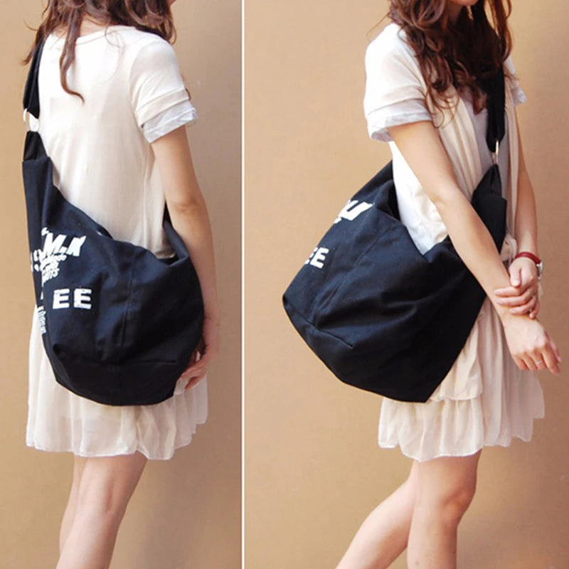 Large Capacity Canvas Tote Bag for Women Letter Handle Shoulder Bag