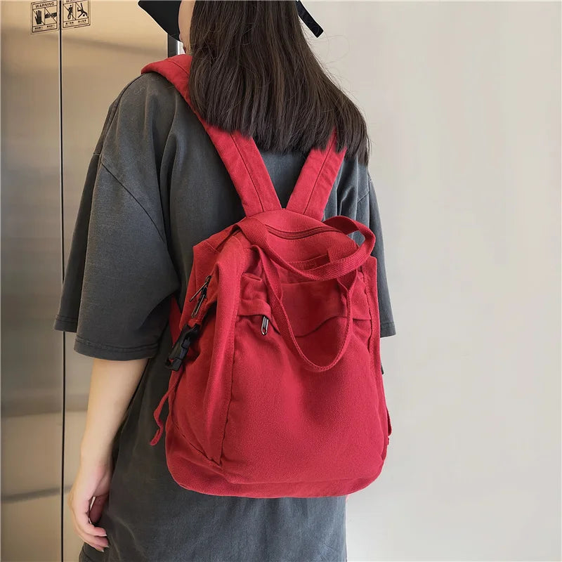 Canvas Women Bag Small Backpack Female School Bag for Teenage Girls