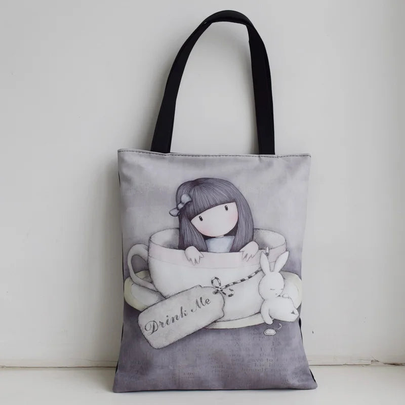 Cartoon Print Women's Tote Shoulder Bag