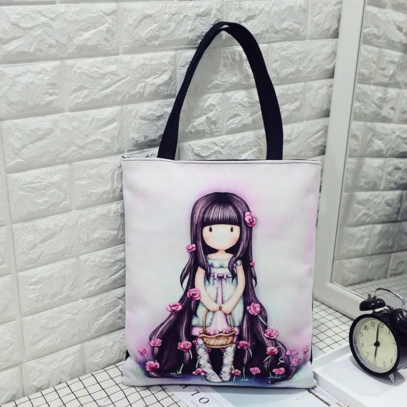 Cartoon Print Women's Tote Shoulder Bag