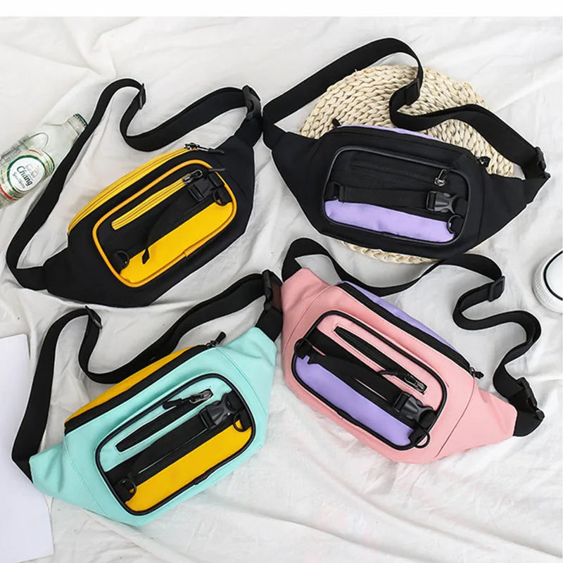 Canvas Sports Shoulder Bag Girl Waist Pack Handbag Chest Bag Purse Clutch