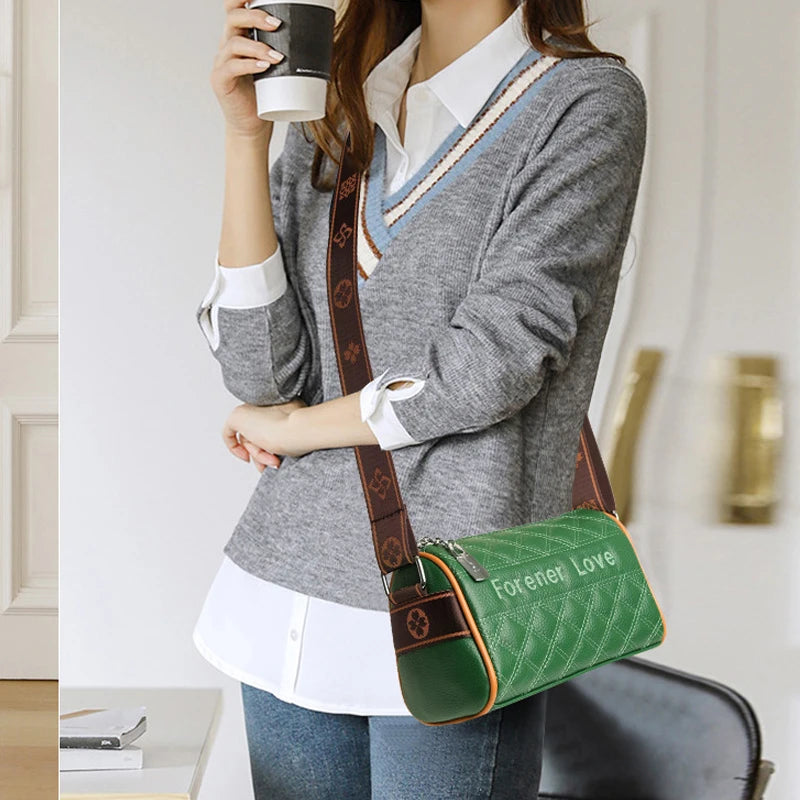 Vintage Plaid Quilted Handbag Women Tote Shoulder Bag