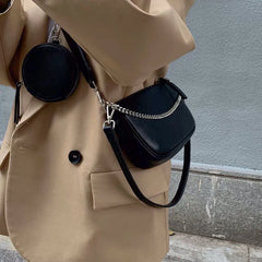 Retro Pu Leather Women Messenger Bag with Purse