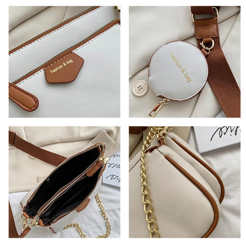 Wide Strap Crossbody Bags 3 Bag Set