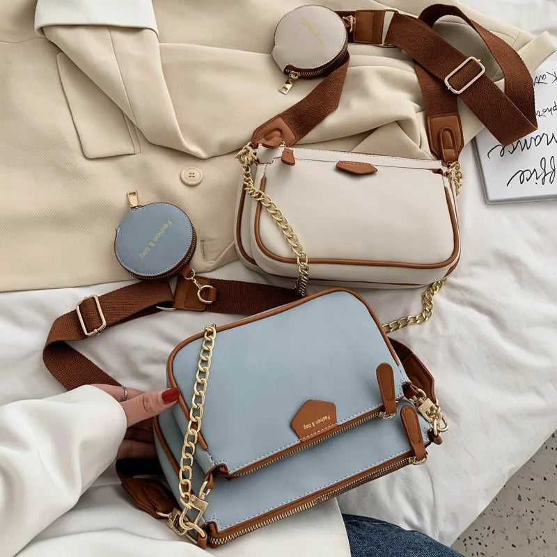 Wide Strap Crossbody Bags 3 Bag Set