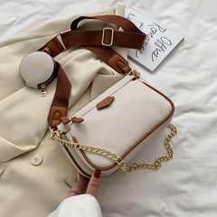 Crossbody Shoulder Bag 3-Piece Set Wide Strap Women's Messenger Bags