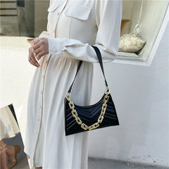Embossed PU Leather Chain Shoulder Bag with Zipper