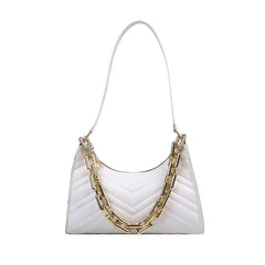 Embossed PU Leather Chain Shoulder Bag with Zipper
