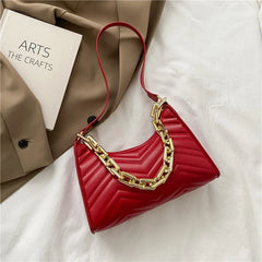 Embossed PU Leather Chain Shoulder Bag with Zipper