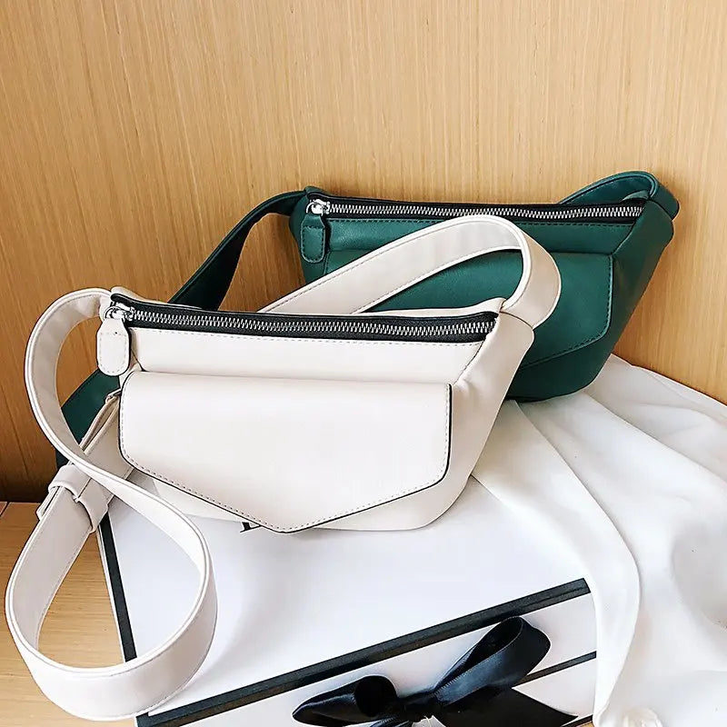 Leather Chest Bag Women Shoulder Bag Casual Waist Bags Travel Small Belt Purses