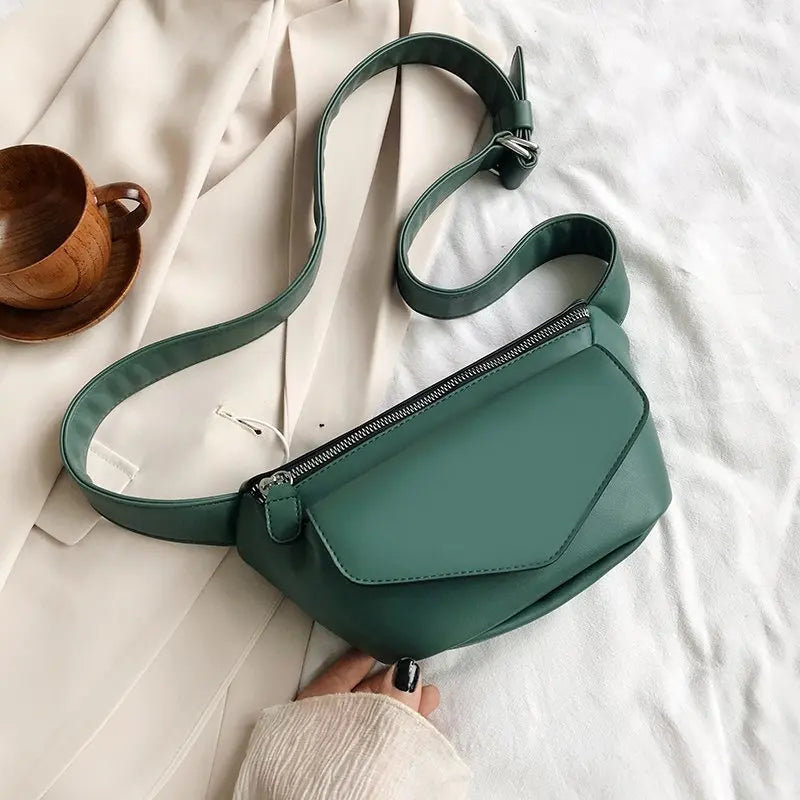 Leather Chest Bag Women Shoulder Bag Casual Waist Bags Travel Small Belt Purses