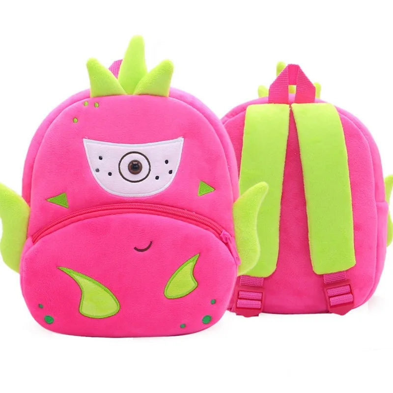 3D Cartoon Print Plush Kids Backpack Kindergarten Boys Girls School Bags