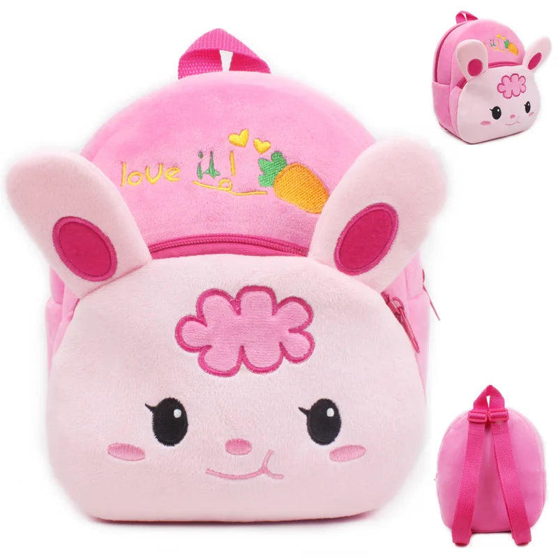 3D Cartoon Print Plush Kids Backpack Boys Girls School Bags