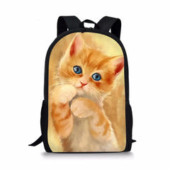 Kids Backpack Fantasy Cats Pattern School Book Bags Cartoon Animal Painting