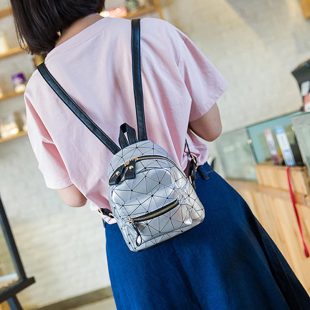 Geometric Pattern Backpack Zipper Closure Waterproof Small Daypack