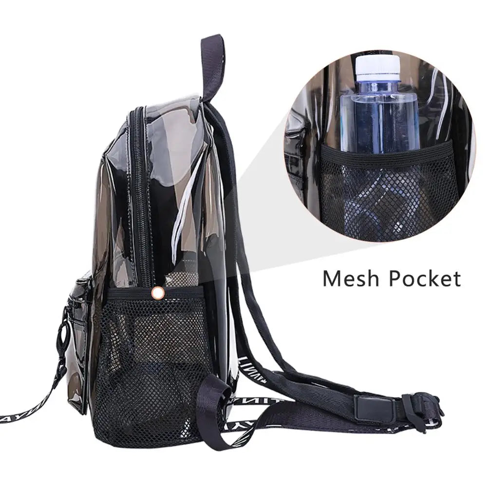Clear PVC Women Backpack Transparent Solid Backpack Travel School Bag