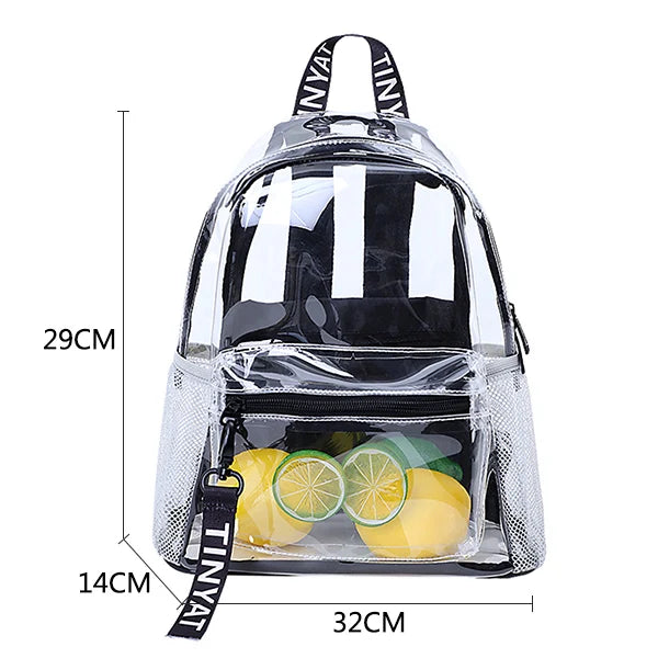 Clear PVC Women Backpack Transparent Solid Backpack Travel School Bag