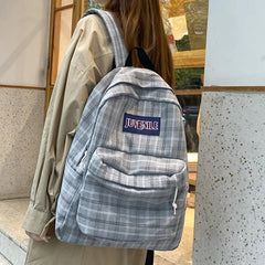 Plaid Women Backpack Casual School Bag Teen Girl Travel Rucksack