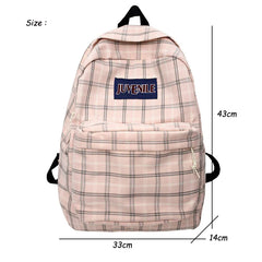 Plaid Women Backpack Casual School Bag Teen Girl Travel Rucksack