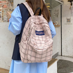 Plaid Women Backpack Casual School Bag Teen Girl Travel Rucksack