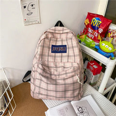 Plaid Women Backpack Casual School Bag Teen Girl Travel Rucksack