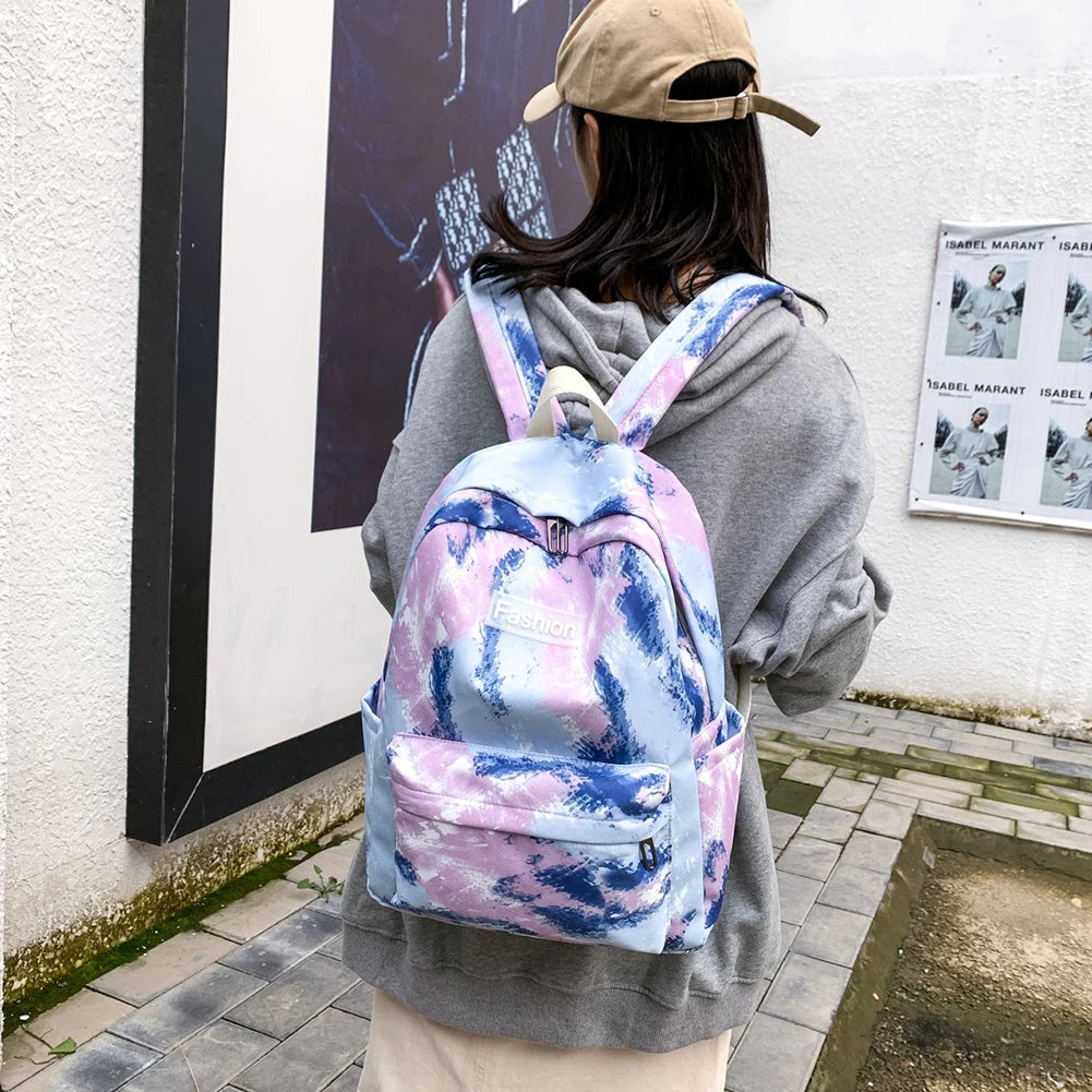 Colorful Pattern School Shoulder Bag Teen Girls Zipper Backpack