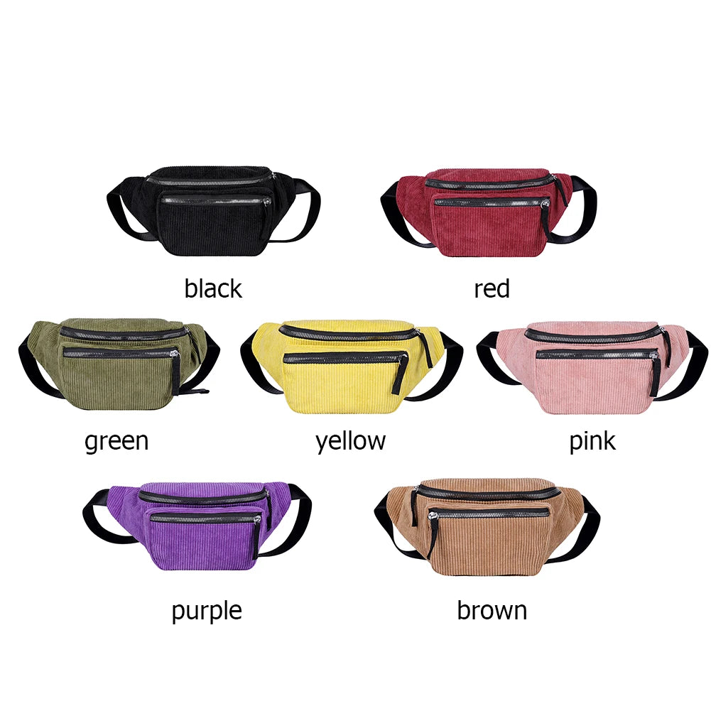 Corduroy Fanny Chest Pack Crossbody Bag Lightweight Daily