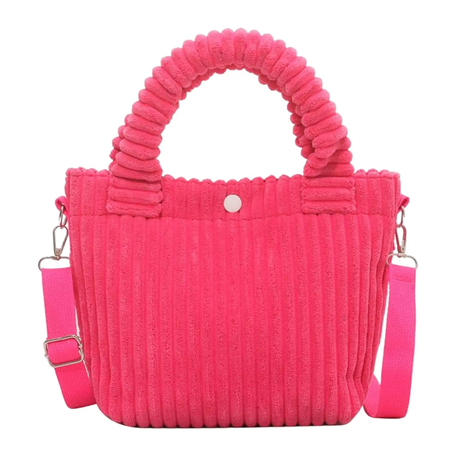 Corduroy Tote Bag Striped Shoulder Handbag for Vacation Work Beach