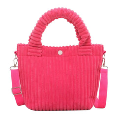 Corduroy Tote Bag Striped Shoulder Handbag for Vacation Work Beach