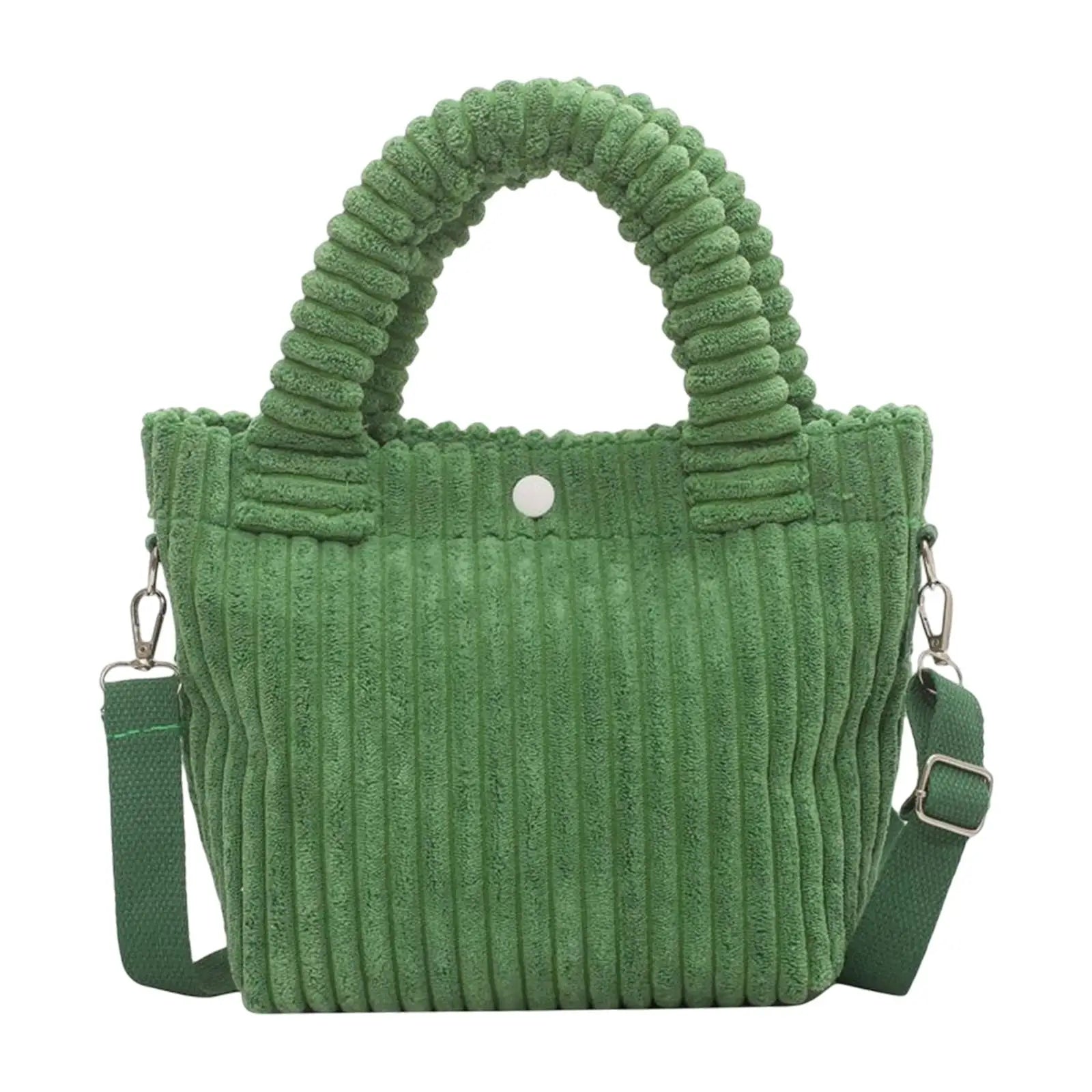 Corduroy Tote Bag Striped Shoulder Handbag for Vacation Work Beach