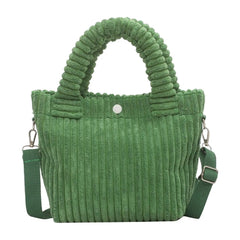 Corduroy Tote Bag Striped Shoulder Handbag for Vacation Work Beach
