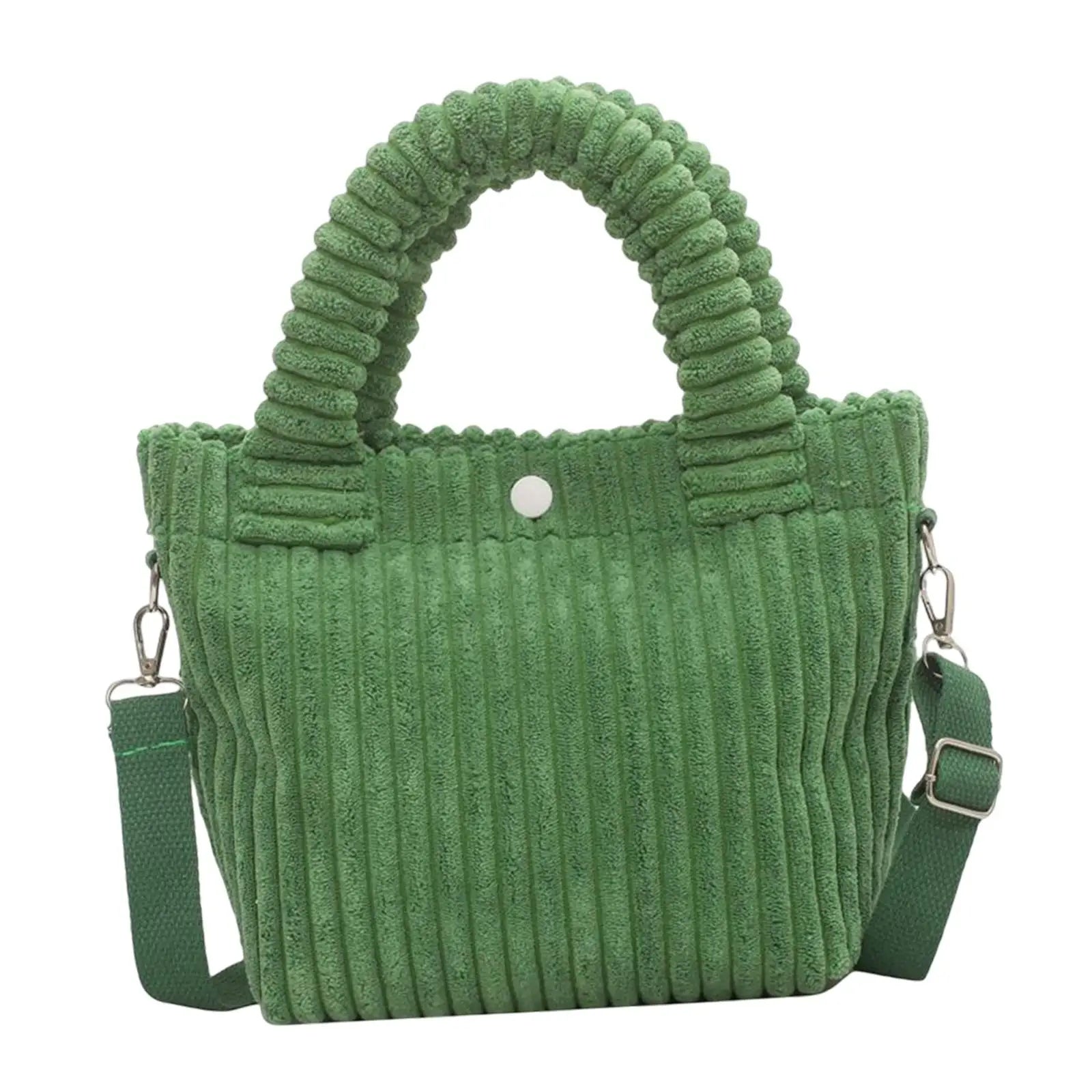 Corduroy Tote Bag Striped Shoulder Handbag for Vacation Work Beach