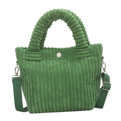 Corduroy Tote Bag Striped Shoulder Handbag for Vacation Work Beach