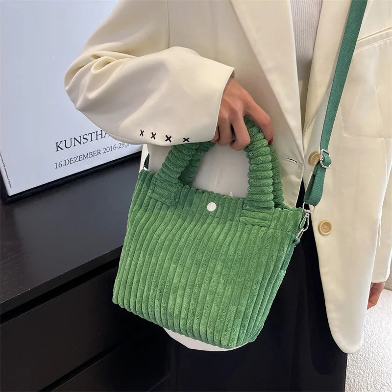 Corduroy Bucket Shoulder Bag Women
