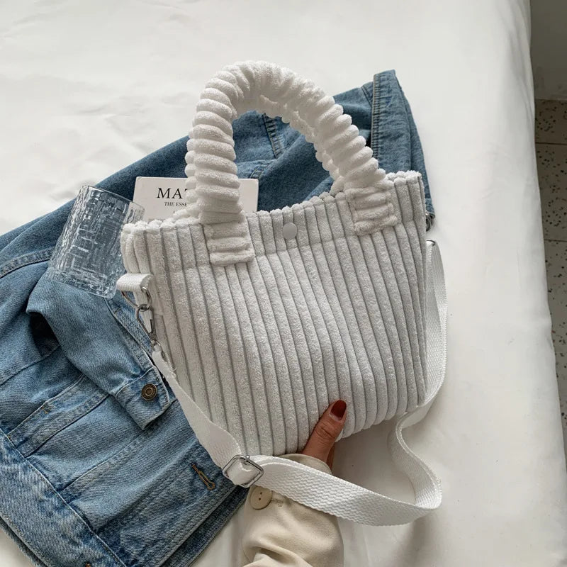 Corduroy Bucket Shoulder Bag Women