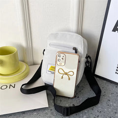 Corduroy Zipper Crossbody Bag for Women Daily Phone Purse