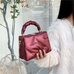 Quilted Nylon Shoulder Bag Chains Crossbody Tote