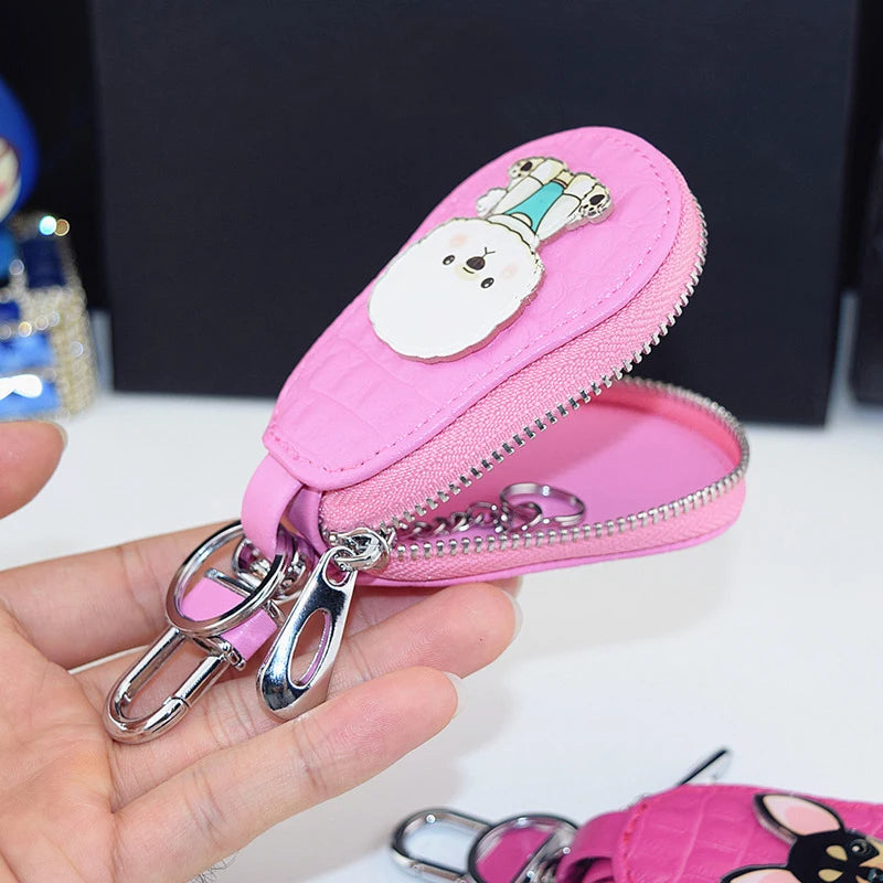 Cow Leather Key Wallet Cartoon animal Car Key Pouch