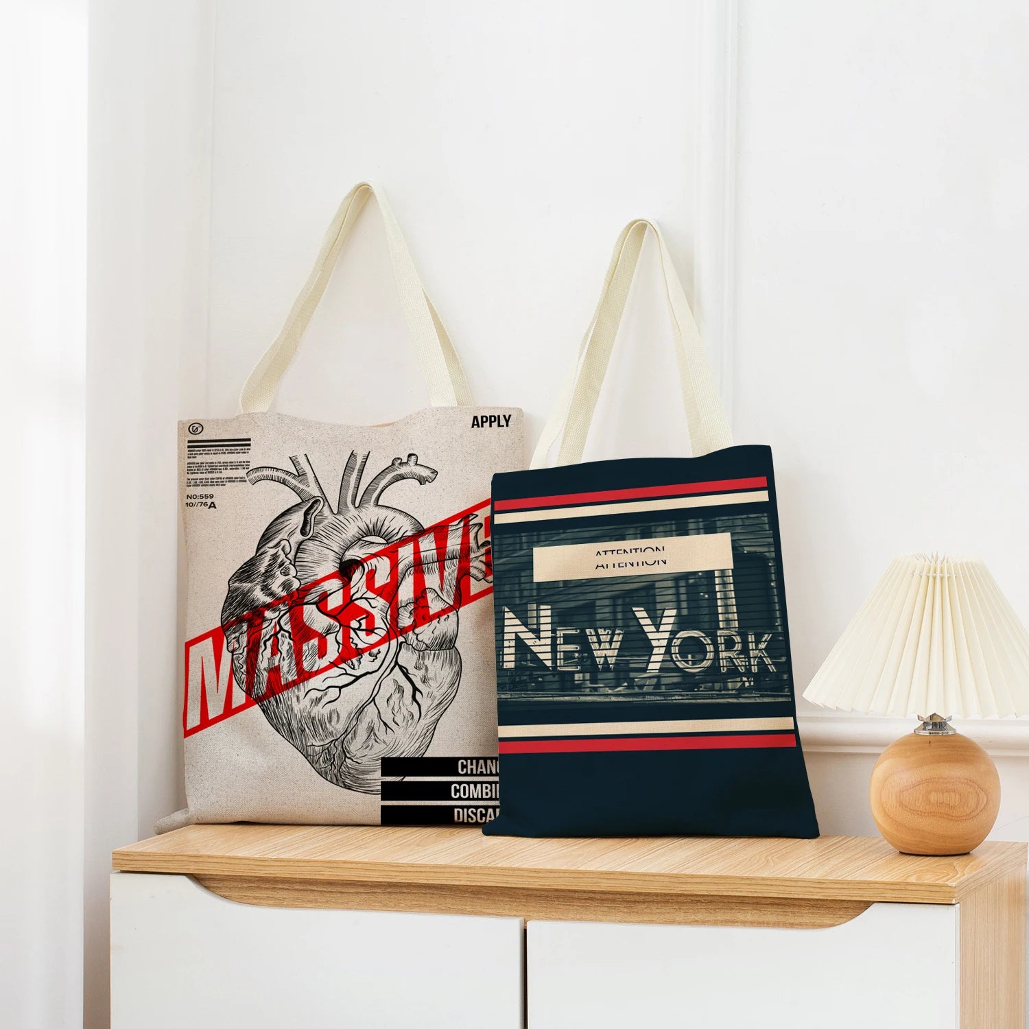 ECO Shopping Bag Foldable Portable Women Handbag Double Sided Print