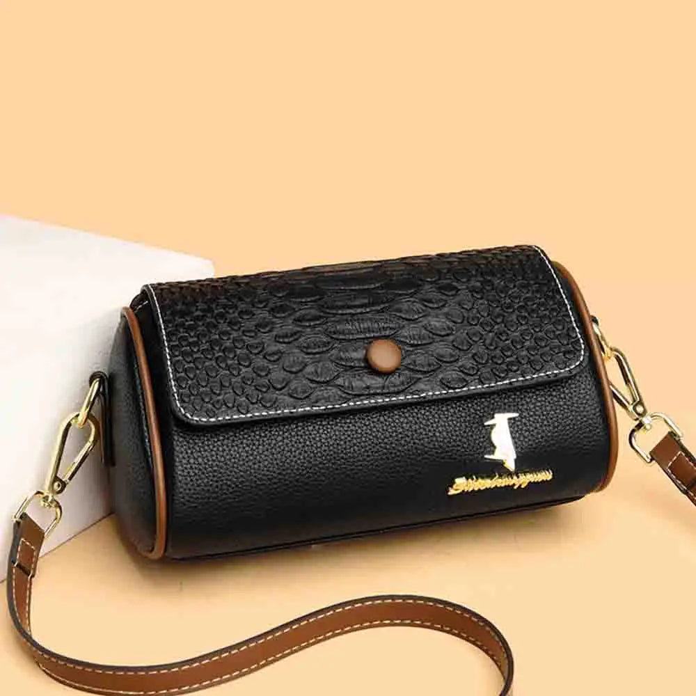 Crocodile Barrel-shaped Mini Tote Sac PU Leather Messenger Bag