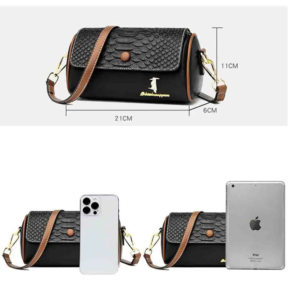 Crocodile Barrel-shaped Mini Tote Sac PU Leather Messenger Bag