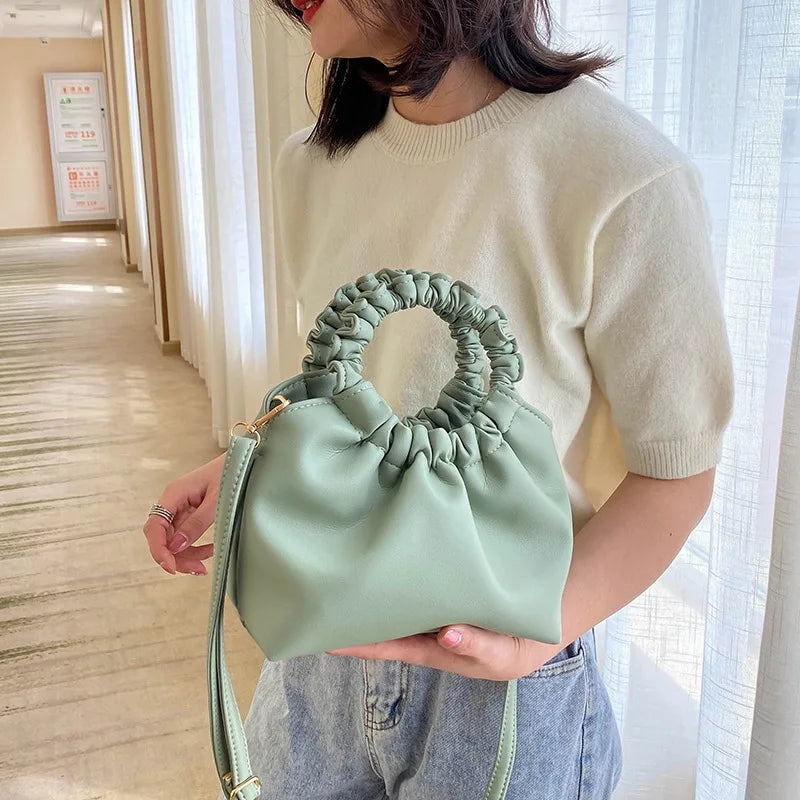 Cloud Pleated Crossbody Bag Women Daily Shoulder Messenger Handbag