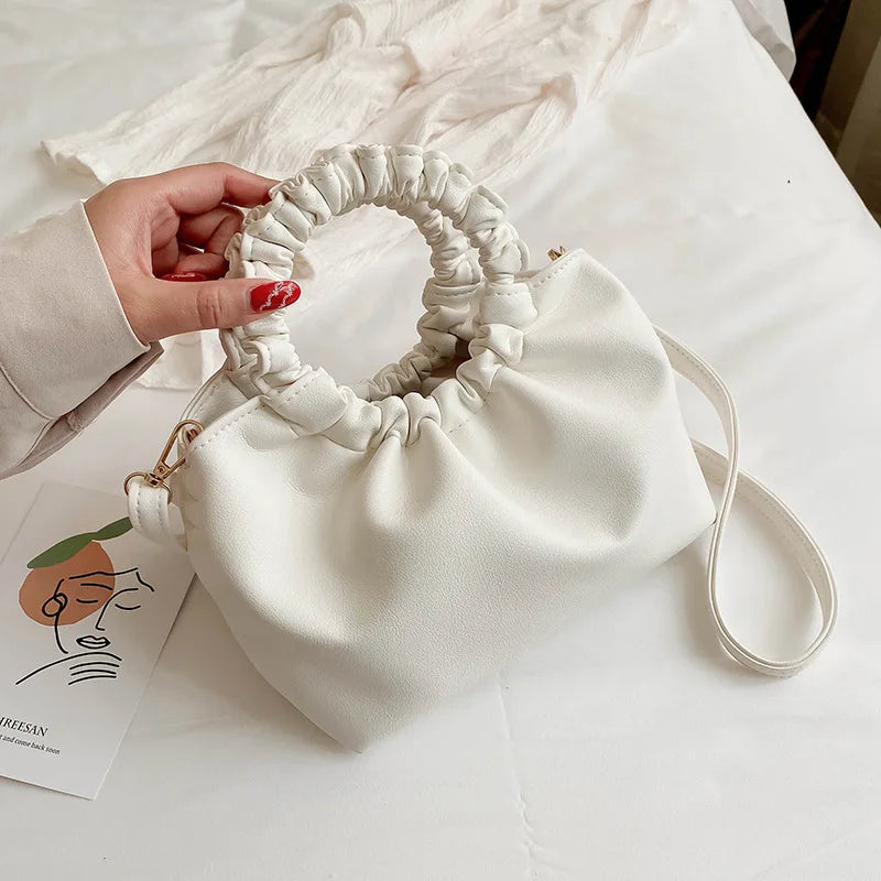 Cloud Pleated Crossbody Bag Women Daily Shoulder Messenger Handbag