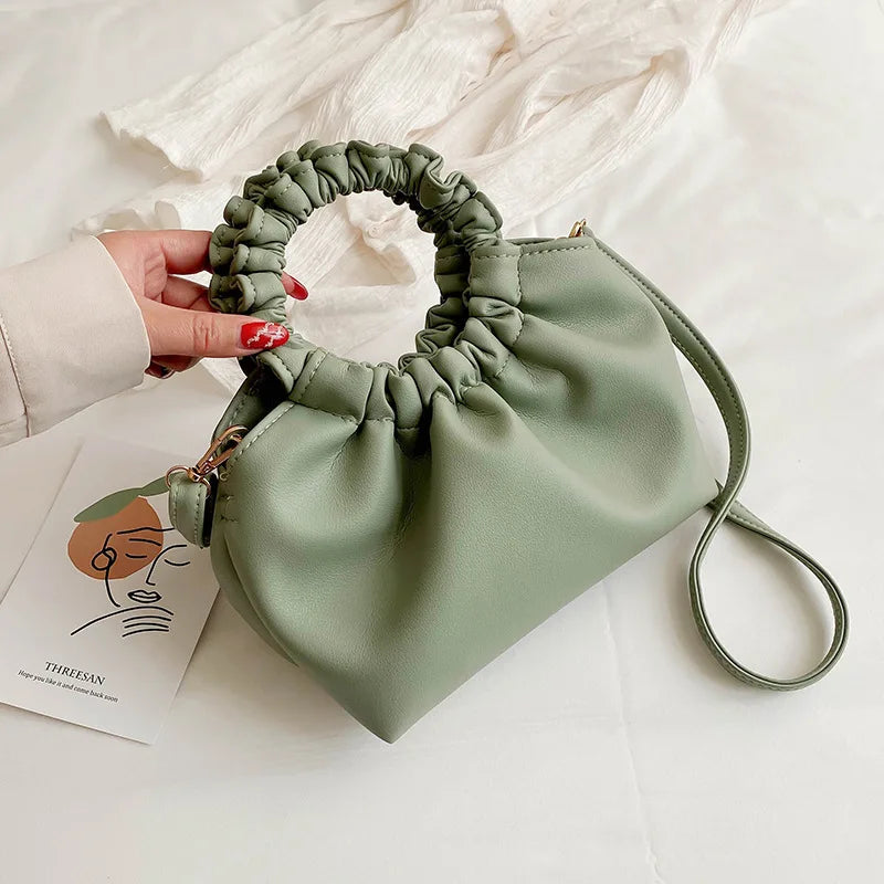 Cloud Pleated Crossbody Bag Women Daily Shoulder Messenger Handbag
