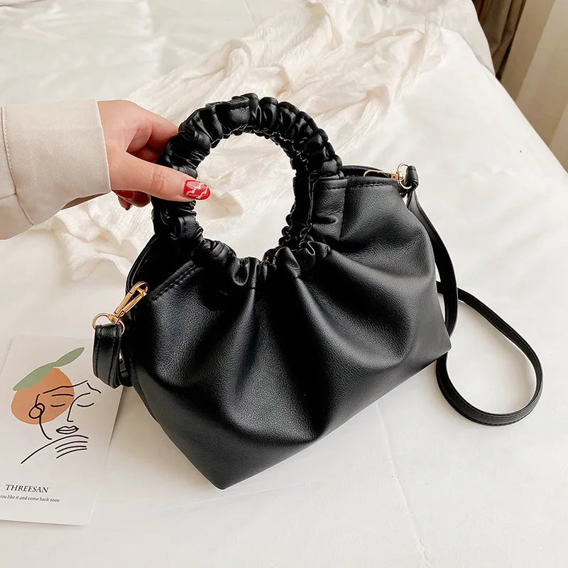 Cloud Pleated Crossbody Bag Women Daily Shoulder Messenger Handbag