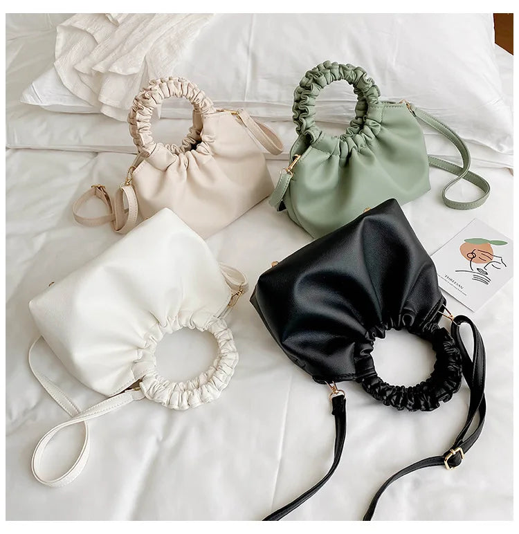 Cloud Pleated Crossbody Bag Women Daily Shoulder Messenger Handbag